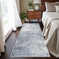 thumbnail image 2 of Washable 2x5 Abstract Hallway Runners: Indoor Water Resistant Kitchen Sink Rug Soft Living Room Bedroom Carpet Thin Low Pile Non Slip Floor Mat For Bathroom Entrance Laundry Room(2x5 Blue/ivory), 2 of 8