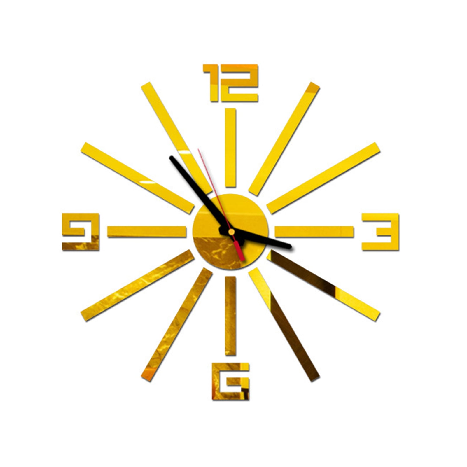 Farfi Wall Clock 3D Effect Roman Numbers Wall Mounted Punchfree Easy