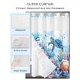 thumbnail image 2 of No Hook Cloth Fabric Shower Curtain with Snap in Liner, Sea Turtle Octopus Waterproof Shower Curtains Set with See Through Top Window, Coastal Coral Summer Ocean Watercolor Bath Curtains 36"x78", 2 of 6