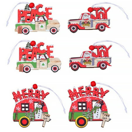 

6PCS Christmas Painted Pendant Hemp Rope Colorful Old Man Car Decoration