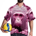 thumbnail image 4 of Pink Monkey Gorilla Men's Short Sleeve Button Down Casual Beach Printed Shirts, 4 of 6