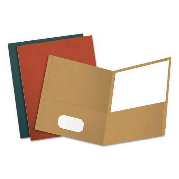 Earthwise By Oxford Recycled Paper Twin-Pocket Portfolio, 100-Sheet Capacity, 11 X 8.5, Assorted Colors, 25/box | Bundle of 2 Boxes