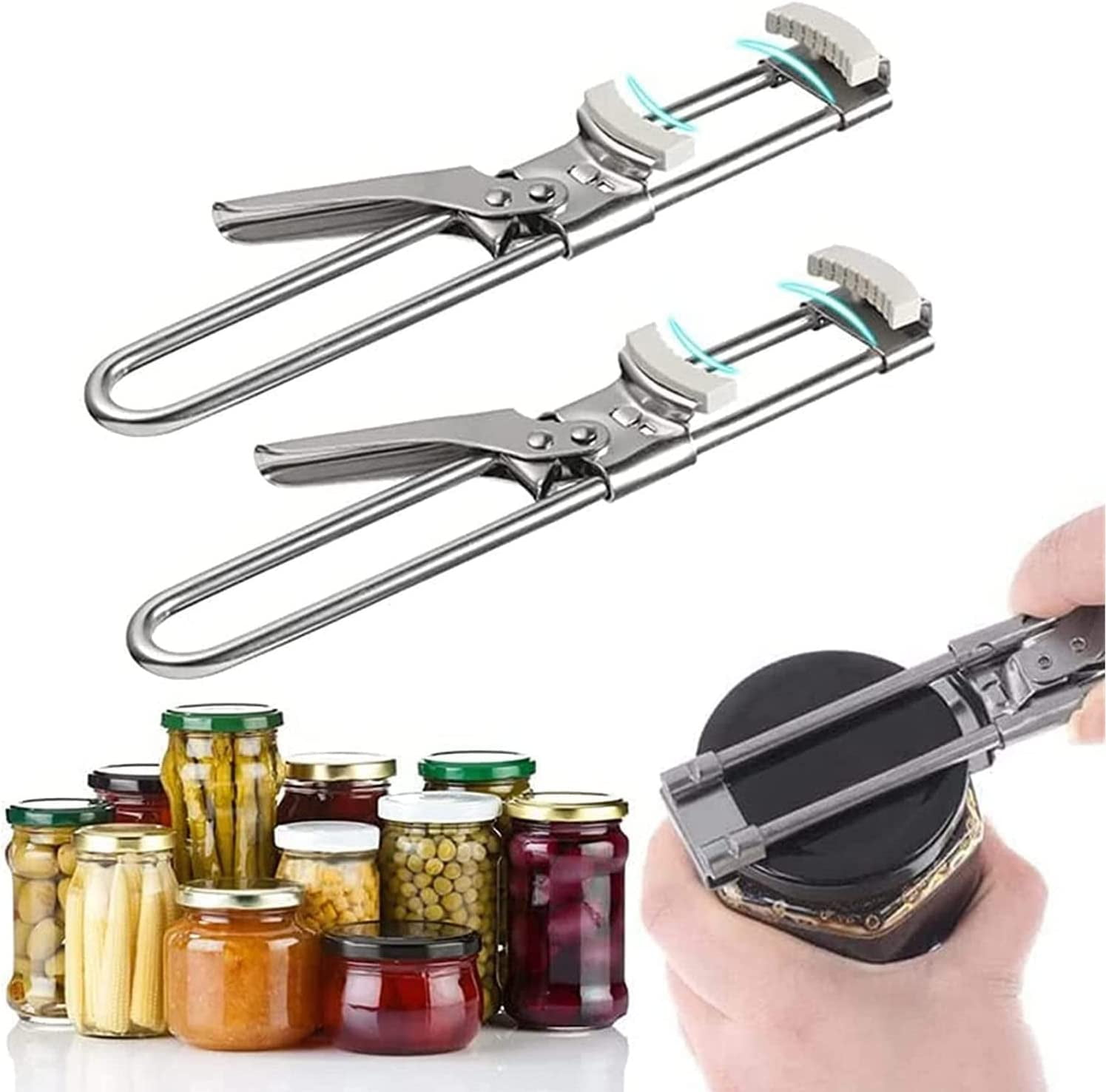 2pcs Adjustable Multifunctional Stainless Steel Can Opener, 2023 New Kitchen Tool Can Opener Stainless Steel Adjustable Jar Openers Manual Spiral Seal