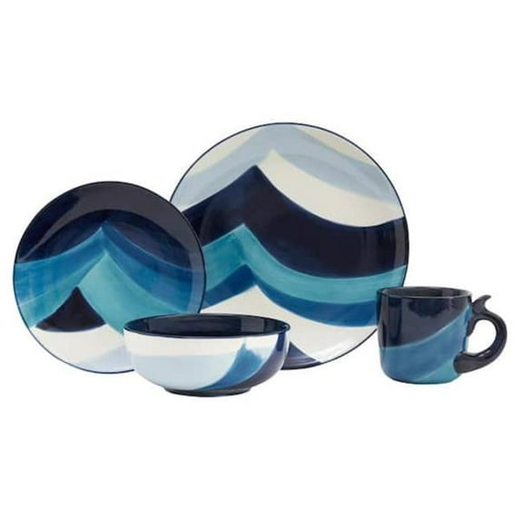 Baum SEA16B Ocean Breeze Dinnerware Set, Blue - 16 Piece