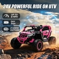 thumbnail image 2 of Xuanlur 24V Ride on Toys for Big Kids, 2 Seater Electric Car w/Parents Remote Control, 4 Wheel Suspension, Max 8MPH, Slow Start, 2X200W Motors, Bluetooth, Music, LED, Ride on UTV for Ages 3-6, Pink, 2 of 7