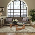 thumbnail image 3 of Triangle Glass Coffee Table with Solid Wood Base Irregular Tempered Glass Top Table for Living Room,Light Walnut, 3 of 9