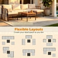 thumbnail image 3 of 7 Piece Patio Furniture Set, PE Rattan Outdoor Conversation Set with Sectional Sofa, Acacia Wood Tabletop, Cushions and Pillows for Backyard, Porch, Balcony, Deck, 3 of 8