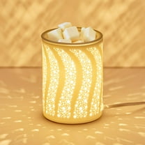 Porcelain Essential Oil Burner Curve Graphic Design Aromatherapy, Electric Candle Scented Wax Cubes Melt Warmer, Flameless