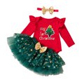 thumbnail image 3 of Baby Girl Christmas Outfit Long Sleeve Ruffle Princess Tutu Dress Headband Christmas Tutu Dress Outfit Long Sleeve Ribbed Ruffle Glitter Tulle Princess Dress Christmas Outfits, 3 of 7