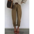 thumbnail image 2 of Vaqueros elegantes para mujer, cintura alta, casuales, holgados, color marrón, talla 14, 2 of 3