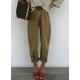 thumbnail image 2 of Vaqueros elegantes para mujer, cintura alta, casuales, holgados, color marrón, talla 14, 2 of 3