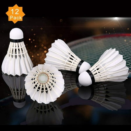 WALFRONT 12Pcs/White Feather Badminton Balls Shuttlecocks Outdoor Sports Training Accessor with Great Stability and Durability, Sports Hight Speed Training Badminton Balls for Indoor Outdoor (Best Badminton Feather Shuttlecock)
