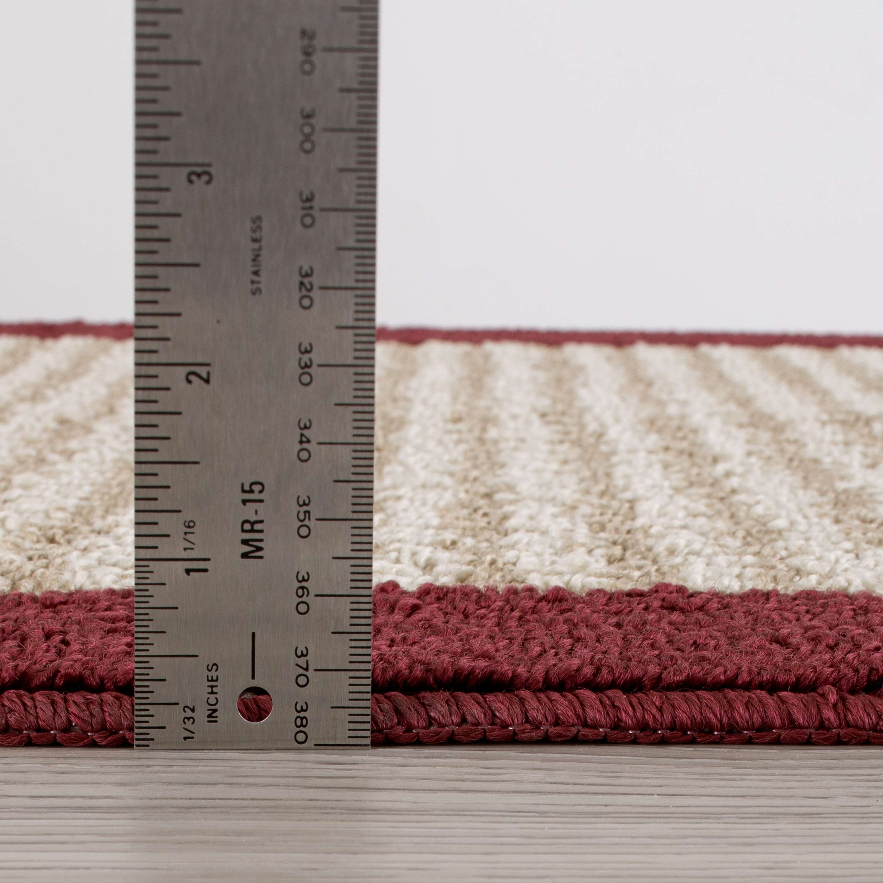 Mainstays Farmhouse Faux Sisal Red Border Indoor Area Rug Set, 3 Piece