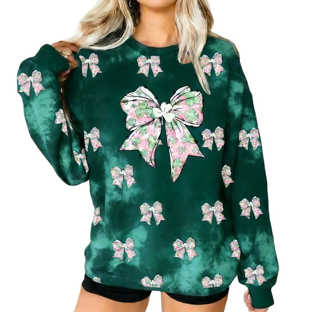 Camiseta de Manga Larga de las Mujeres Camiseta de Cuello de la Tripulación Del Día de San Patricio