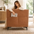 thumbnail image 4 of ChenyueFurn 78.5" Faux Leather 3-Seater Sofa with black Legs,Brown, 4 of 11