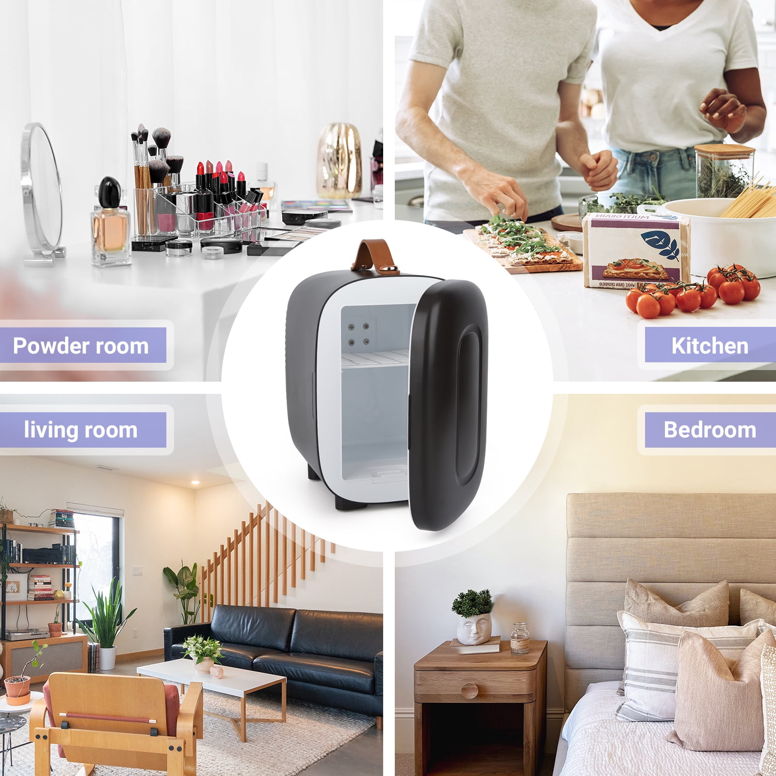Living Enrichment Mini Fridge 4 Liter Skincare Fridge, Cooler and Portable Small Refrigerator, AC DC Powered, Black