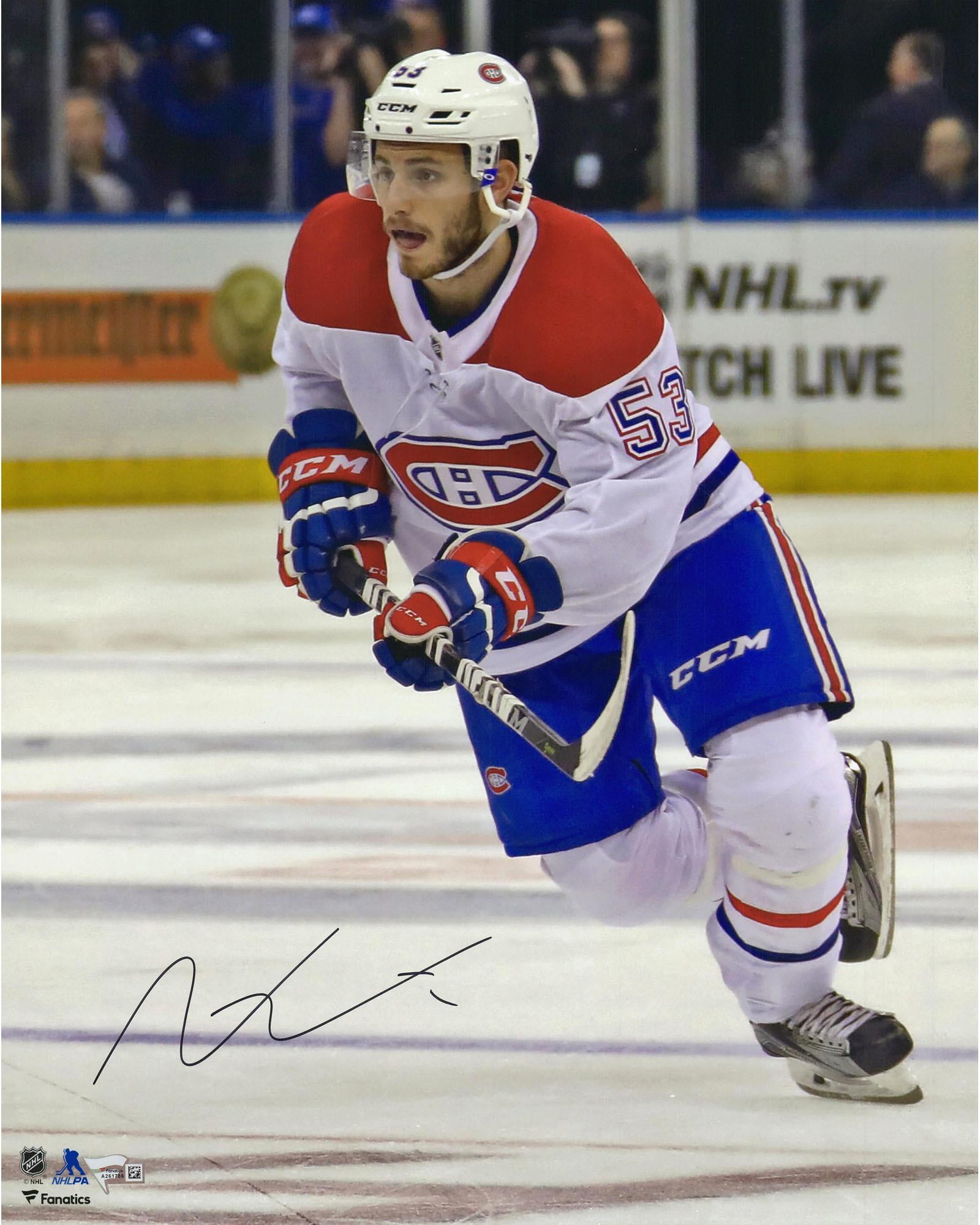 Victor Mete Montreal Canadiens Autographed 16" x 20" White Jersey Skating Photograph Fanatics Authentic... by Fanatics Authentic