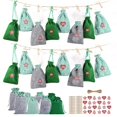 thumbnail image 2 of Bolsa de calendario de adviento de Navidad, bolsas de regalo de Navidad con Clips, bolsa de cordón colgante de pared, cuenta regresiva de Navidad, 24 días, 2 of 4