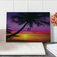 thumbnail image 2 of Tropical Cutting Board, Palm Tree Silhouette on Beach at Sunset Summertime Travel Destination, Decorative Tempered Glass Cutting and Serving Board, Small Size, Purple Orange Black, by Ambesonne, 2 of 5