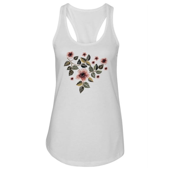 Vintage Flowers Embroidery Patch Tank Women -Image by Shutterstock, Female Small