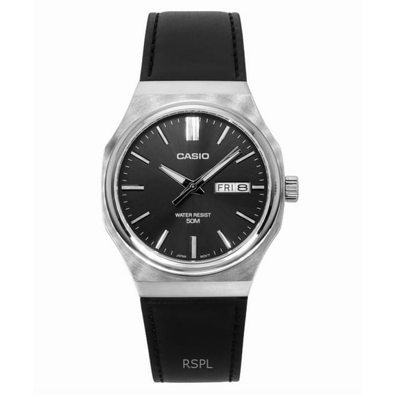 Casio Standard Analog Leather Strap Grey Dial Quartz MTP-E735L-8AV Mens Watch