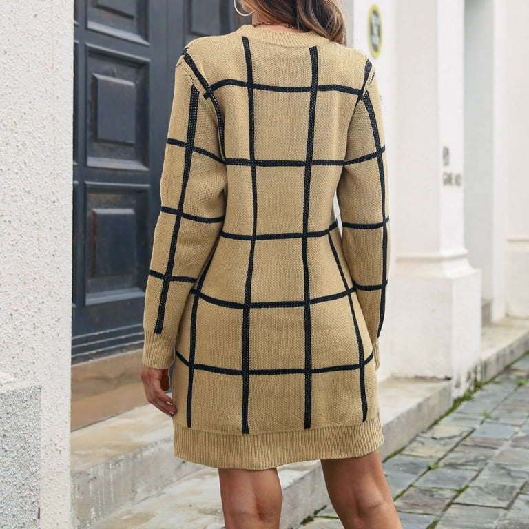 Grid sweater dress top