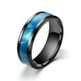 thumbnail image 6 of 6mm Black/Silver Stainless Steel Blue Band Men Women's Ring Size 6-12, 6 of 6