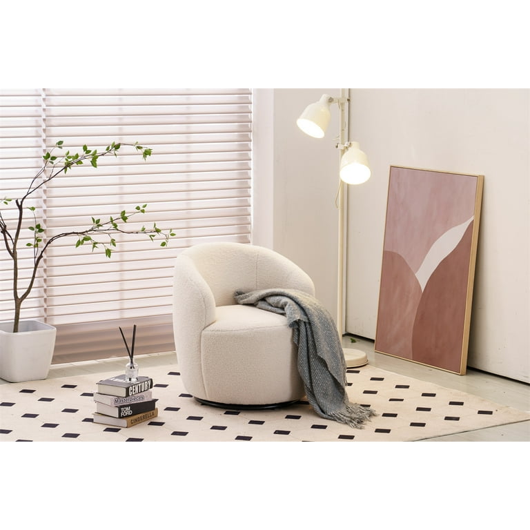 Swivel Accent Chair Modern 360 Swivel Barrel Chair Leisure Chair Round Barrel Chair Reading Chair with Comfy Tufted Back Single Sofa Chair for Living