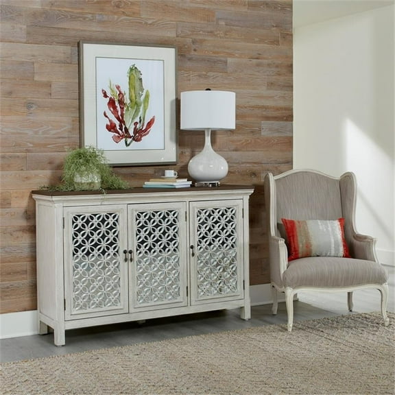 Bowery Hill Traditional Wood Multi 3 Door Accent Cabinet in White Finish