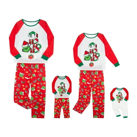 

Pudcoco Christmas Family Matching Pajamas Set Adult Kids Baby Fashion Printed Raglan Tops and Trousers Home Clothes Set Sleepwear Nightwear Set