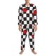 thumbnail image 3 of Balery Ladybugs Of Black And White Checkers Pijama para Hombre de Dos Piezas con Manga Larga, Conjunto de Dormir y Descanso Suave con Bolsillos-Medium, 3 of 7