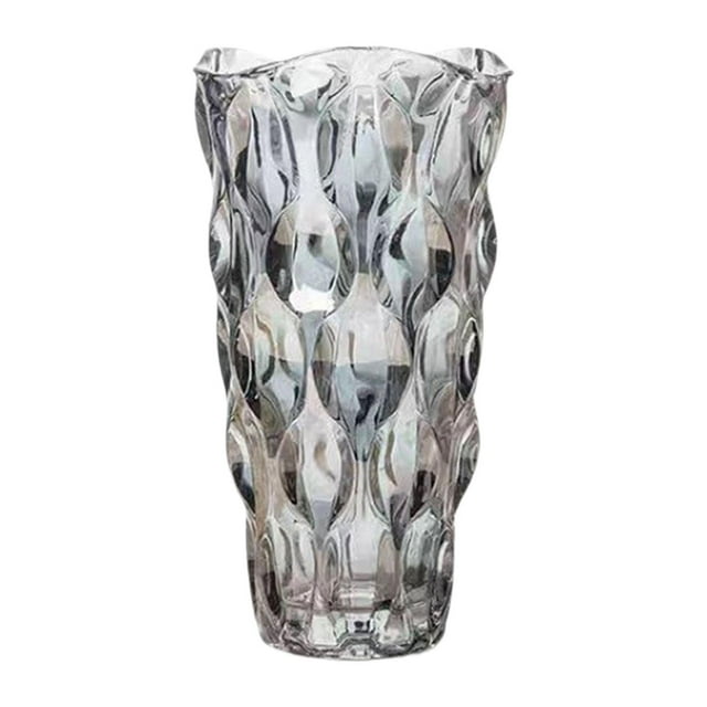 Jarrón de vidrio para exhibir ramo, centro de mesa, regalo de cumpleaños, maceta decorativa, contenedor para arreglos florales para dormitorio Gris