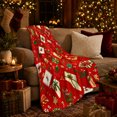 thumbnail image 3 of Holiday Boxes Holly Pattern Cheerful Holiday Cheer Painterly, Festive Holiday Scene, Warm Flannel Blanket for Living Room and Reading Nook, Art Lovers Christmas Gift, Festive Home Decor, 3 of 9