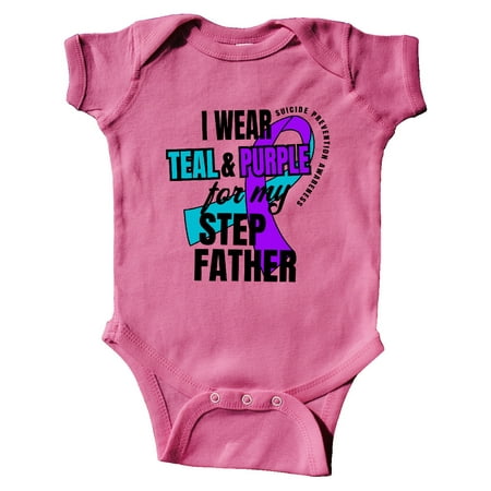 

Inktastic Suicide Prevention I Wear Teal and Purple for My Step Father Gift Baby Boy or Baby Girl Bodysuit