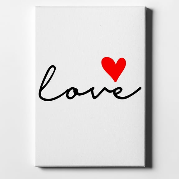 Love Heart Black & Red - 11" x 14" - Decorative Canvas Wall Art - White Edge - 5/8" Gallery Wrapped