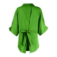 thumbnail image 5 of Fshiont Linen Button Down Shirt Womens Lapel Collar Plus Size 3/4 Sleeve Tunic Tops Trendy Dressy Business Casual Work Blouse Lightweight Vacation Petite Loose Gauze Tee Green XL, 5 of 6