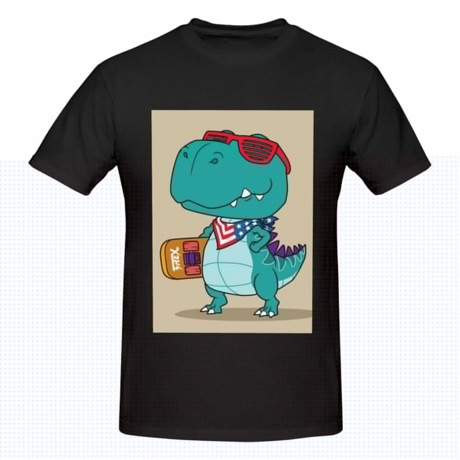 thumbnail image 4 of Bingfone Cool Dino Playing Skateboard Men'S Loose Fit Short-Sleeve Pocket T-Shirt, 4 of 7