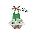 thumbnail image 1 of Biekopu Baby Girls Romper and Headdress, Green Patchwork Print Halter Neck Sleeveless Overalls for Saint Patrick, 1 of 9