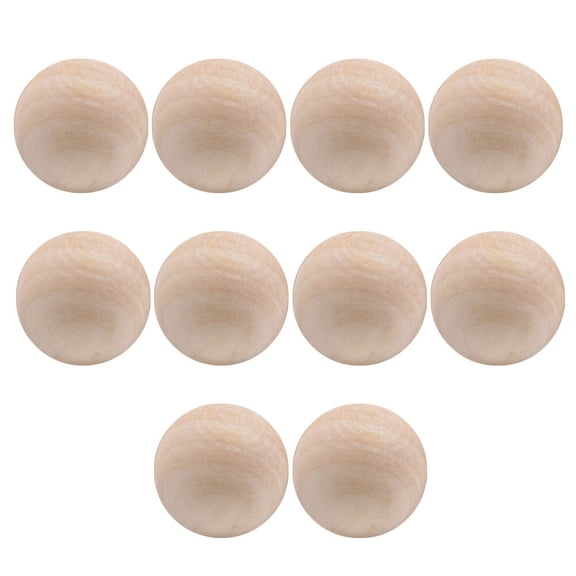 Narrster 10 Pcs Creative Lotus Wood Mini Ball Round Beads DIY Painting Carving Craft Accessories Without Hole (40mm, Wood Color)