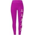 thumbnail image 3 of Oplxuo Women's Breast Cancer Awareness Pink Ribbon Leggings High Waisted Yoga Pants Stretchy Athletic Gym Running Tights, 3 of 3