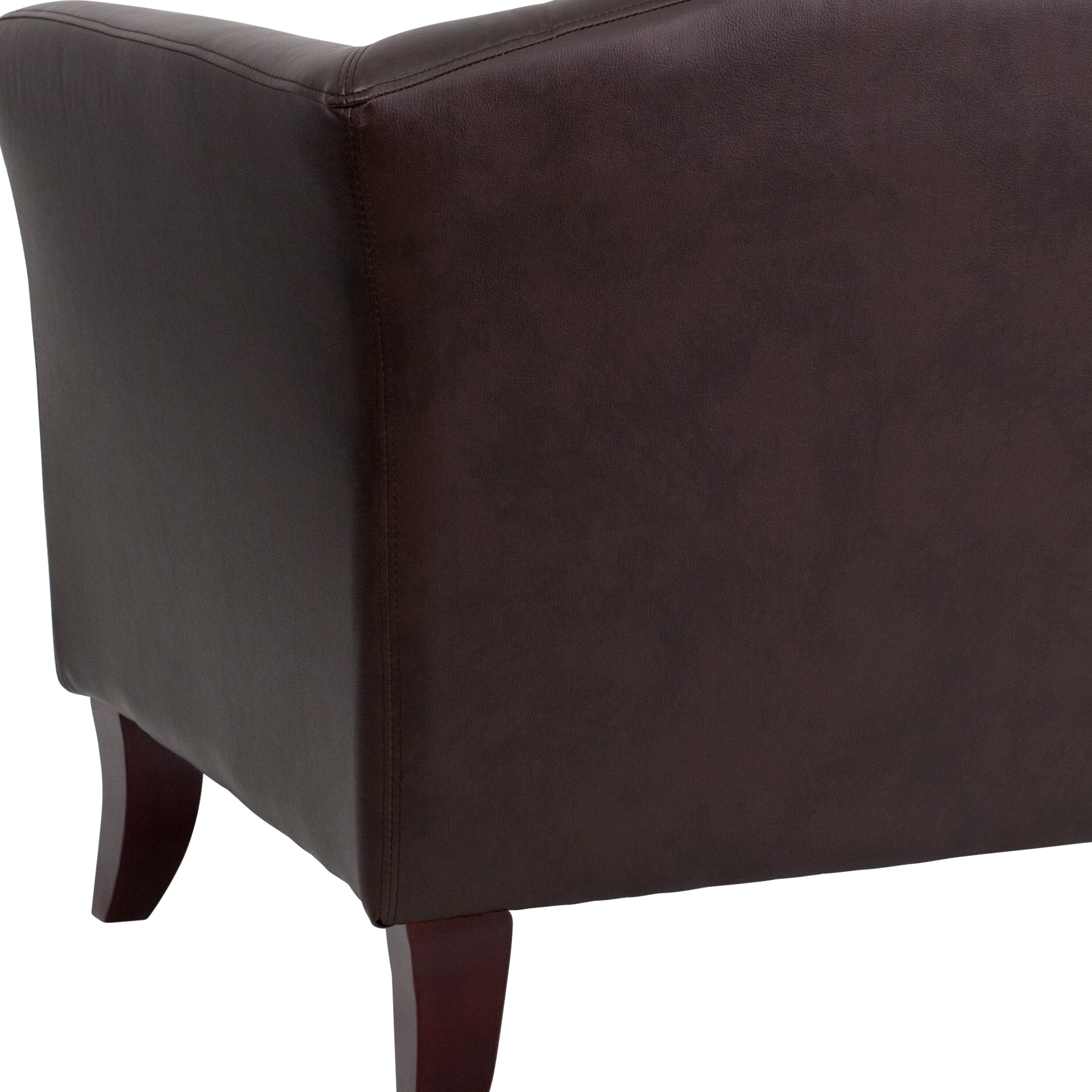 Emma + Oliver Brown LeatherSoft Loveseat with Cherry Wood Feet