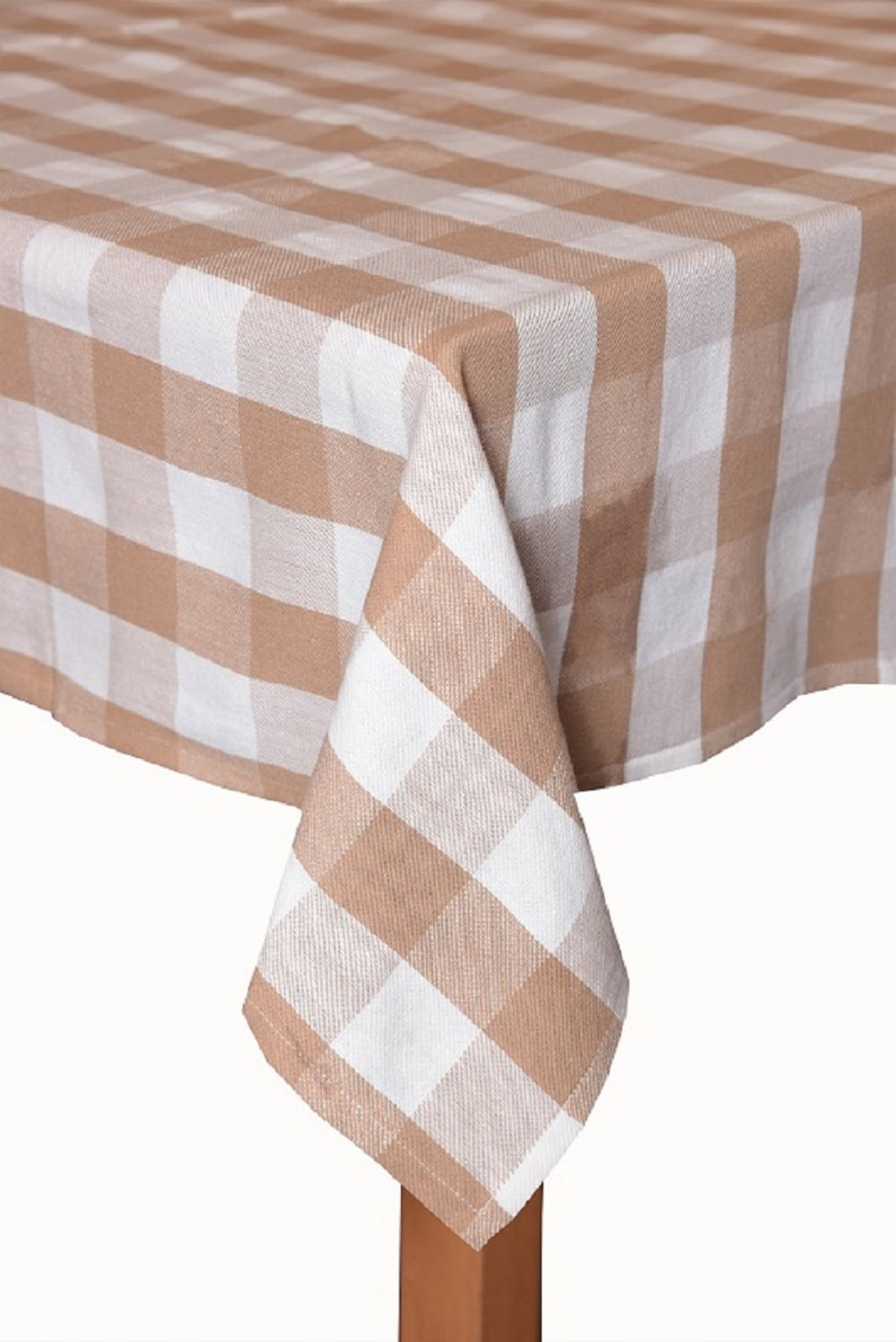 Farm Check Camel 100 Cotton Tablecloth 70" Round