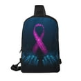 thumbnail image 2 of Rocae Two Human Hands are Holds Ribbon Awareness for Lightweight Chest Bag Dual Pocket, Waterproof Crossbody Sling Bag for Men and Women, 2 of 8