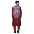 thumbnail image 3 of Atasi Kurta Pyjama Traditionnel Uni à Col Mandarin avec Ensemble de Veste Imprimée, 3 of 3