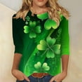 thumbnail image 3 of Xuyuer Womens 3/4 Sleeve St. Patrick's Day T-Shirts Crew Neck Spring Graphic Tee Tops Cute Tunic Tops Basic Tees Blouses Business Work Tee Top Merry and Bright Graphic Tee Tops, 3 of 6
