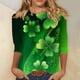 thumbnail image 4 of RKSTN 3/4 Length Sleeve Womens Tops Oversized Crewneck St Patricks Day Lucky Shamrocks Graphic Print T Shirt Womens Casual Plus Size Round Neck Loose Irish Festivities Three Quarter Sleeve Shirt, 4 of 6