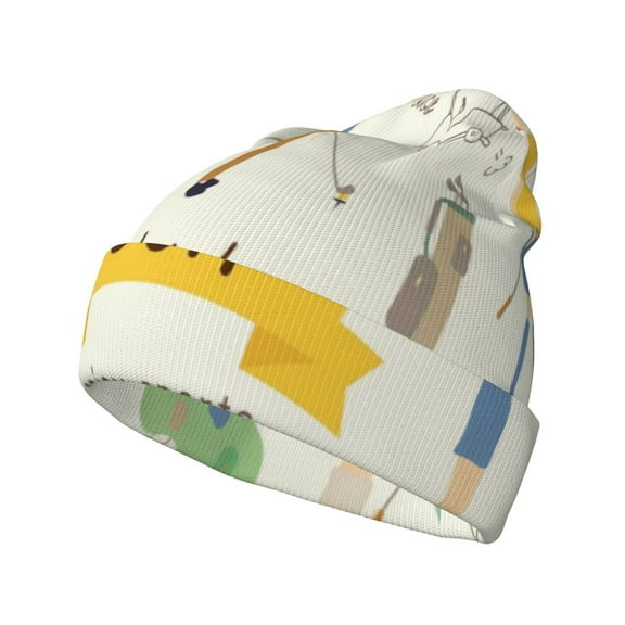 Yiaed Golf Icons And Golfer Print Winter Beanie for Men Women, Fleece Lined Beanie Soft Warm Knit Hat Ski Stocking Cuffed Ca