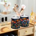 thumbnail image 3 of Yayeee 4 Pack Qtip Holder Bathroom Cotton Swab Canister with Lid Clear Dispenser Set, Art Flowers, 3 of 6