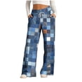thumbnail image 2 of LEBONYARD Women's Linen Pants on sales,Women's Fashionable Striped Printed Drawstring Wide Leg Loose Casual Pocket Pants Navy XXL, 2 of 6