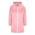 thumbnail image 4 of idosla Long Hoodies for Women Zip Up Double Zipper Fleece Jacket Tunic Sweatshirts Fall Winter Fashion Clothes (Pink, XL), 4 of 4
